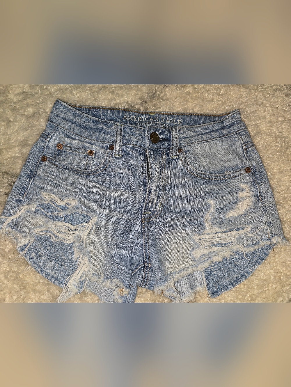 American Eagle Outfitters Light Blue Distressed Denim Jean Shorts